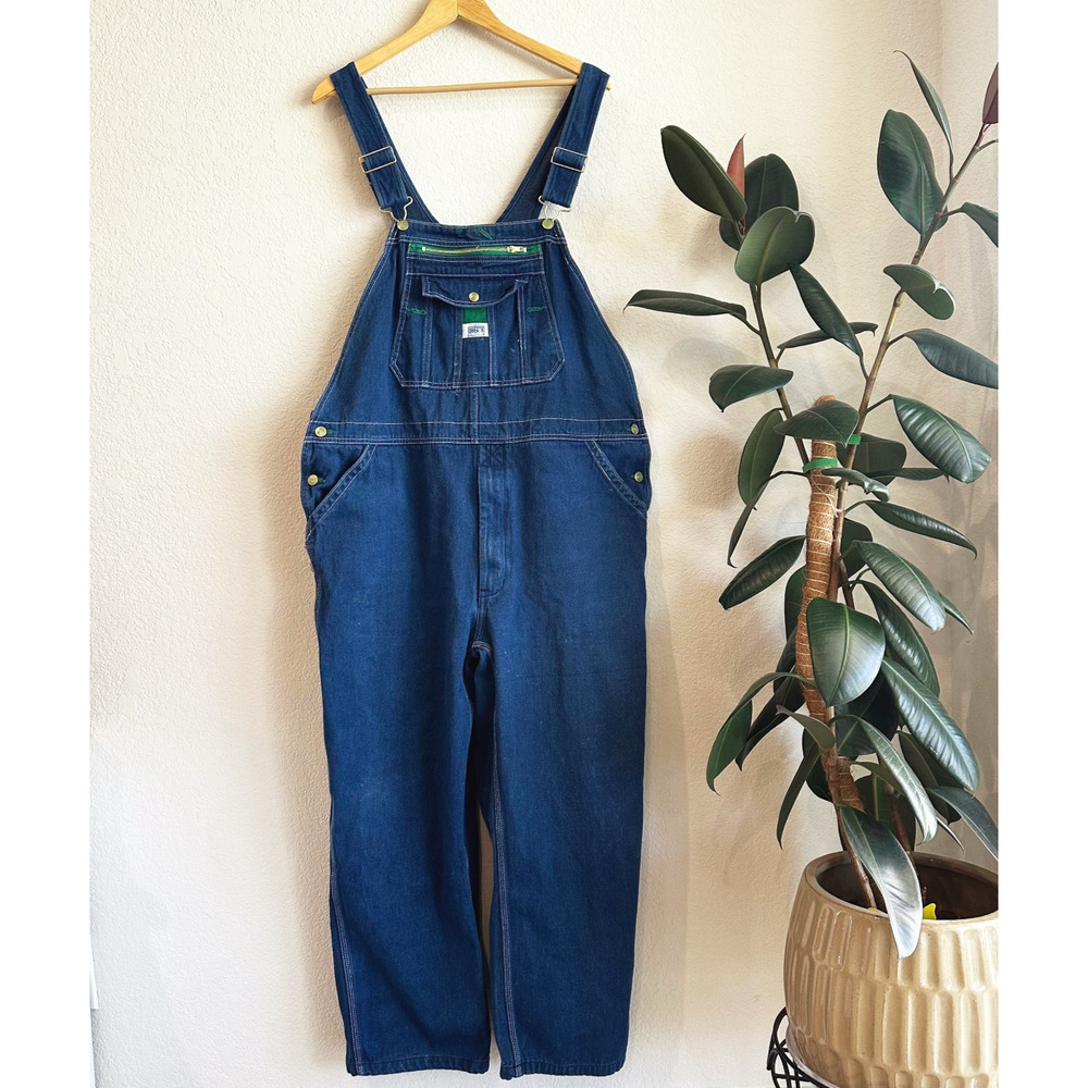 Vtg Liberty Brand Blue‎ Jean Denim Bib Overalls Mens 40x30 Utility Y2K Workwear